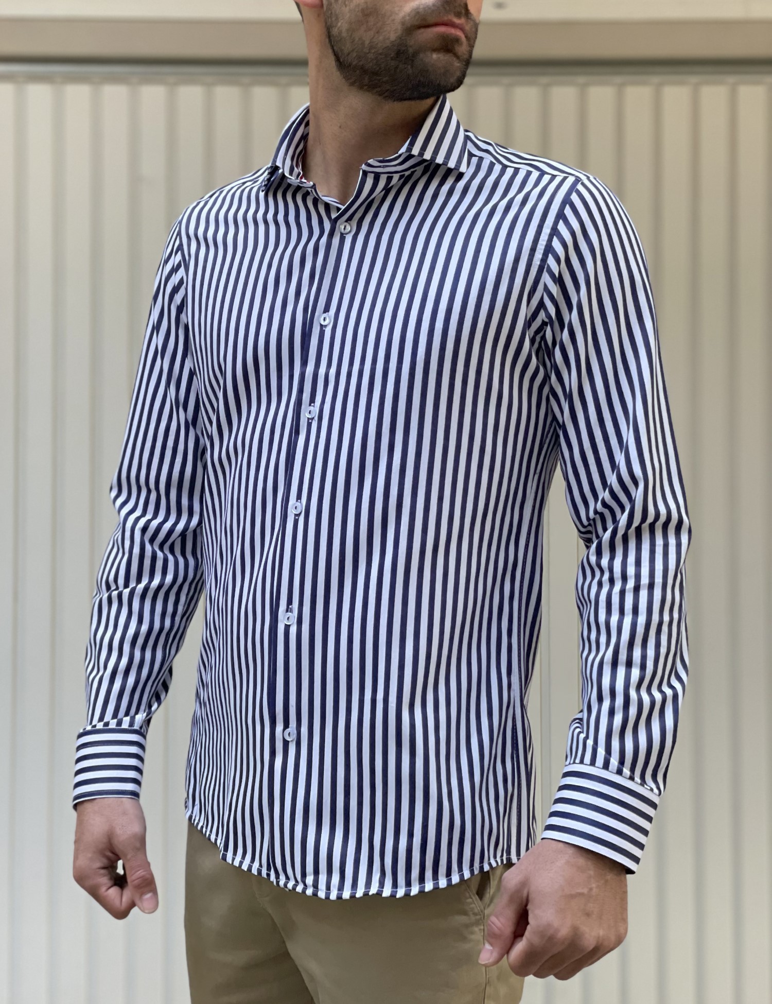 Ανδρικό λευκό ριγέ πουκάμισο Modern Fit 301512W φωτογραφία